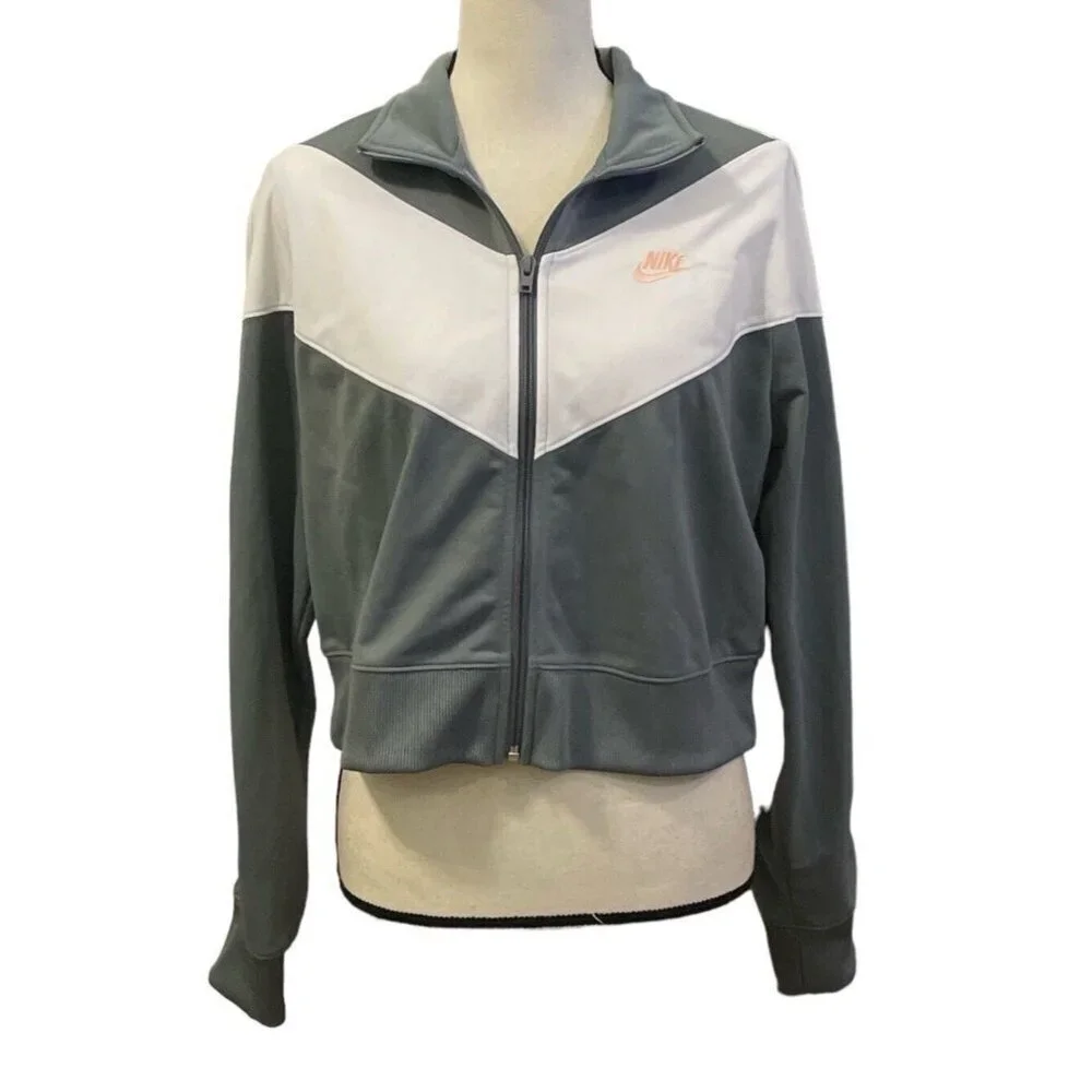 Nike Womens Sportwear Heritage Track Jacket Size L Cool Gray